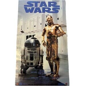 Star Wars Trilogy Pizza Hut Poster 1997 R2-D2 C-3PO Double Sided 20×34.5” Vtg